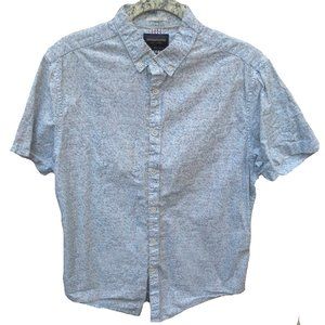 DENIM & FLOWER 'static print' short sleeve button down Size L